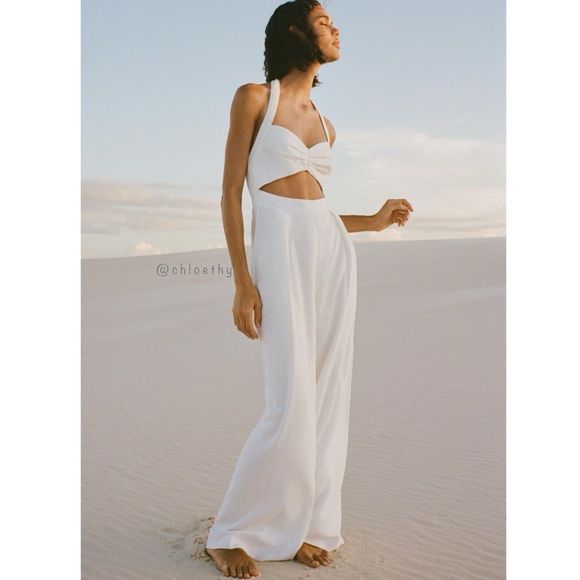 Zara LINEN BLEND CUT OUT JUMPSUIT